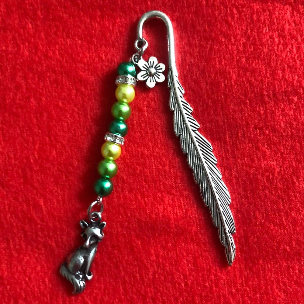NWT, Handmade by A Charmed Life. Silver Feather Bookmark